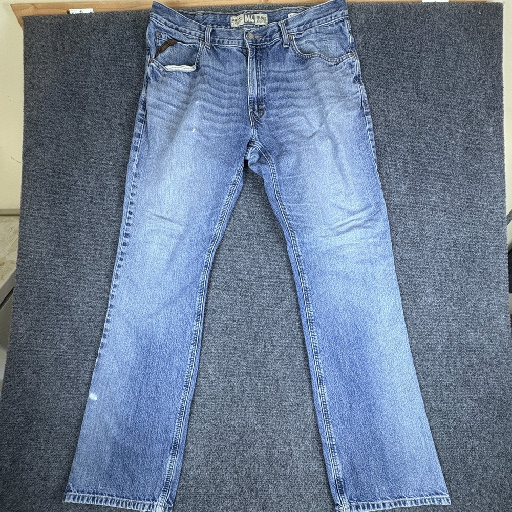 Ariat M4 Legacy Bootcut Jeans Men 36x34.5 Blue Denim Cotton Mid Rise Relaxed Fit